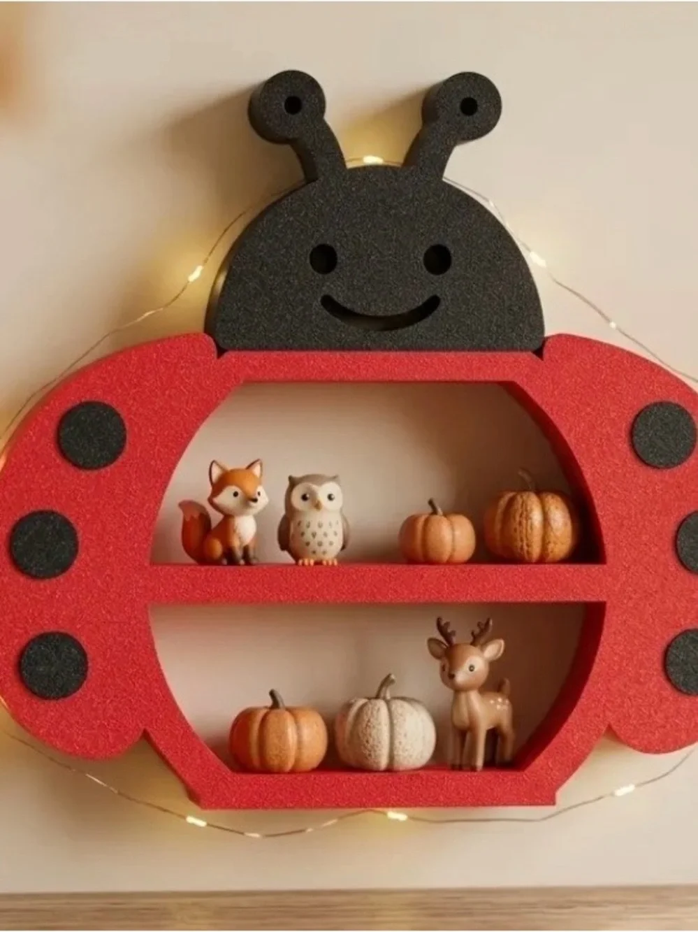Red Ladybug cute table top or wall display shelf!